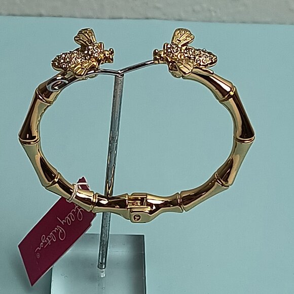 Lilly Pulitzer Bee-Utifull Bracelet Gold Metalli Casual Statement Party Cocktail - Picture 2 of 7